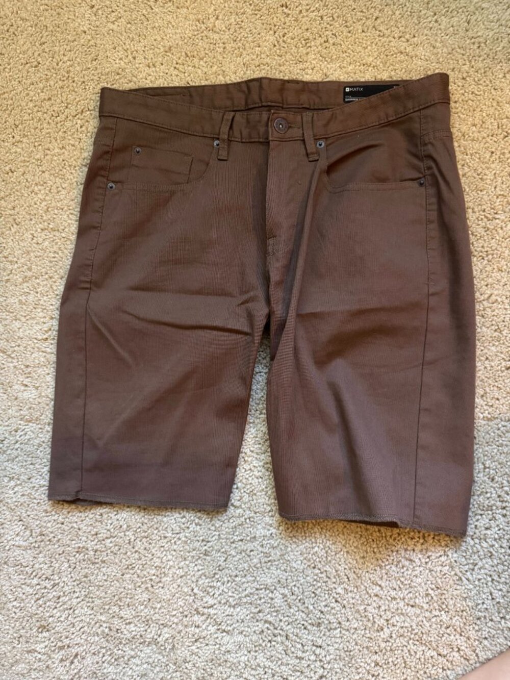 Matix Gripper Twill Bedford Shorts Mens 32 Brown Slim Straight